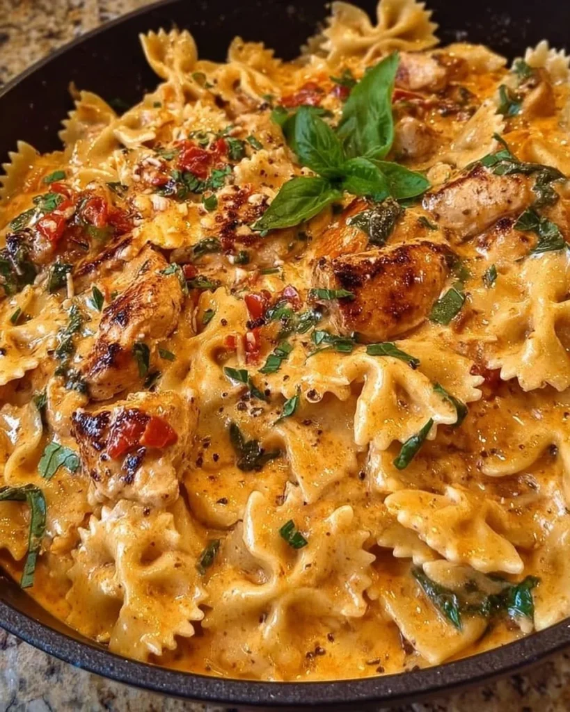 Delicious Marry Me Chicken Pasta served in a bowl with a creamy sauce and fresh herbs.
