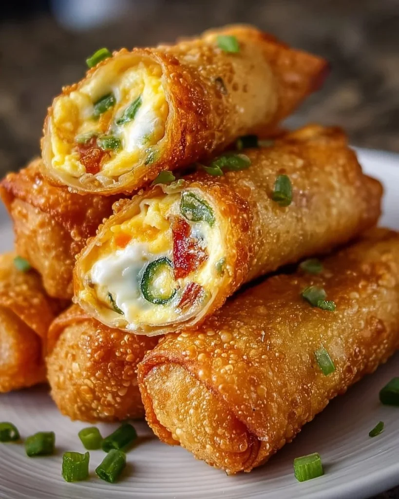 Mini Jalapeño Popper Egg Rolls served on a plate, garnished with dipping sauce