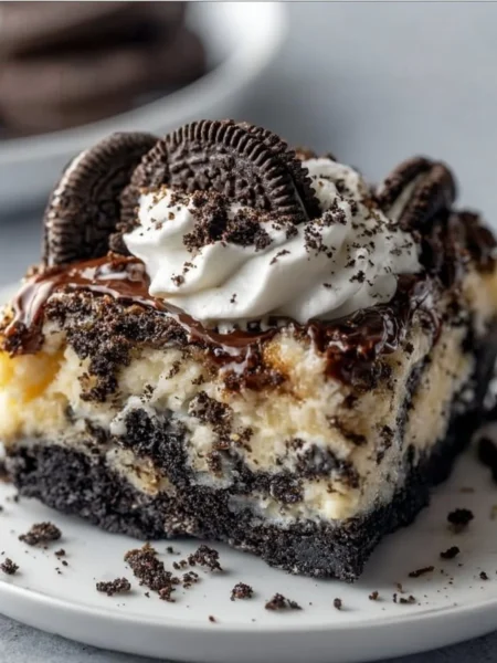 Delicious Oreo Dump Cake made with 5 simple ingredients