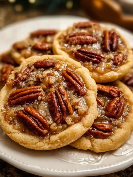 Delicious homemade pecan pie cookies with fresh pecans