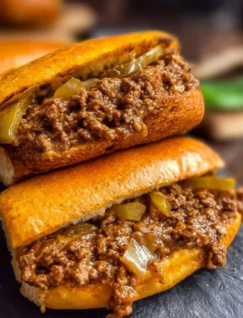 Philly Cheesesteak Sloppy Joes served with toppings and fresh ingredients