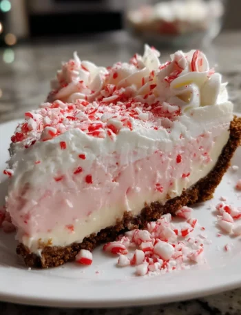 Delicious Quick Christmas Peppermint Pie ready for the holiday season