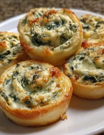 Bite-sized pinwheels filled with creamy spinach dip, perfect for appetizers