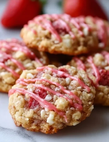 Delicious homemade Strawberry Crunch Cookies on a plate