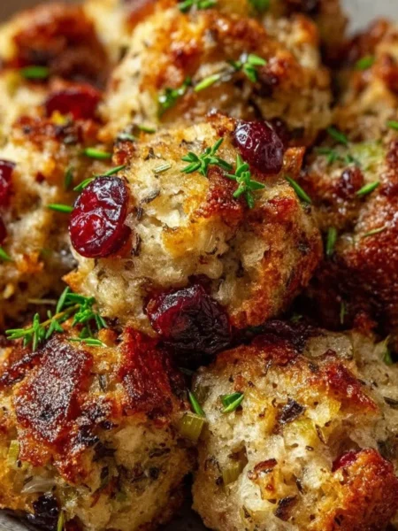 Delicious Thanksgiving stuffing balls served on a festive table