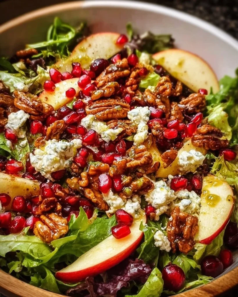 Winter Christmas Salad with honey mustard dressing, festive and fresh