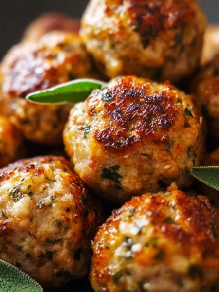 Apple and Sage Turkey Meatballs served on a plate.