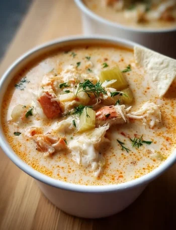 Bubba's creamy crab stew served in a bowl, perfect for cozy nights.