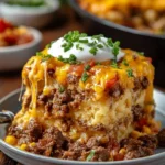 Delicious Cattle Drive Casserole served in a rustic dish, perfect for comforting meals.