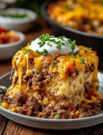 Delicious Cattle Drive Casserole served in a rustic dish, perfect for comforting meals.