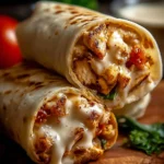 Delicious cheesy garlic chicken wraps on a plate
