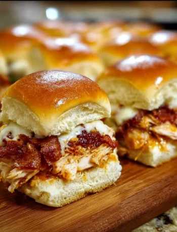 Chicken Bacon Ranch Sliders served with ranch dressing and garnished with herbs
