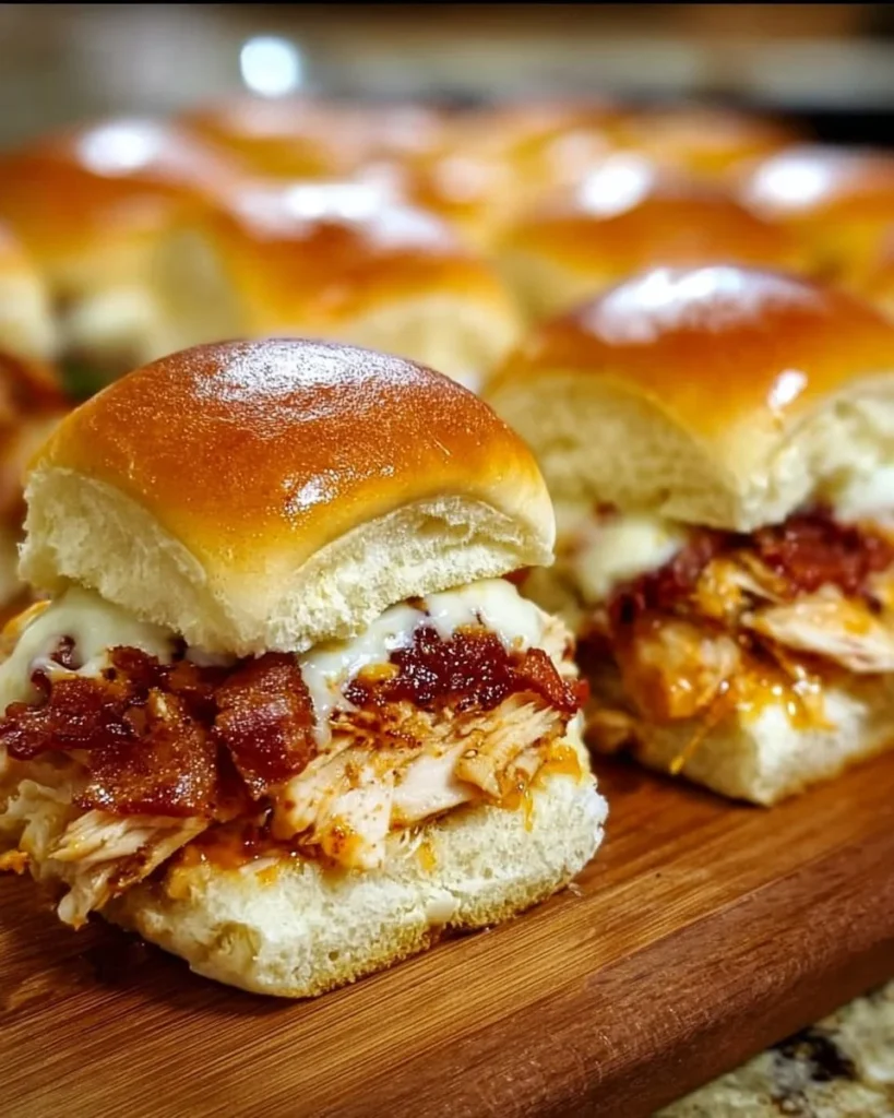 Chicken Bacon Ranch Sliders served with ranch dressing and garnished with herbs