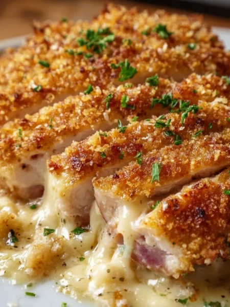 Delicious Chicken Blue Ribbon dish served elegantly on a plate.