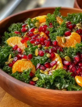 Vibrant Citrus Pomegranate Kale Salad with fresh ingredients