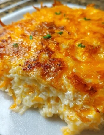 Creamy and cheesy hashbrown casserole inspired by Cracker Barrel's famous recipe