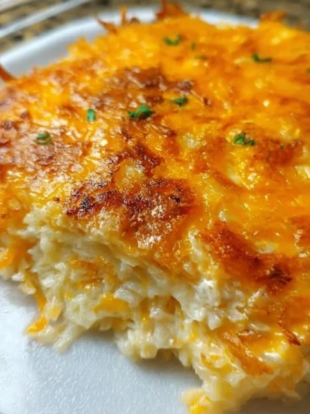 Creamy and cheesy hashbrown casserole inspired by Cracker Barrel's famous recipe