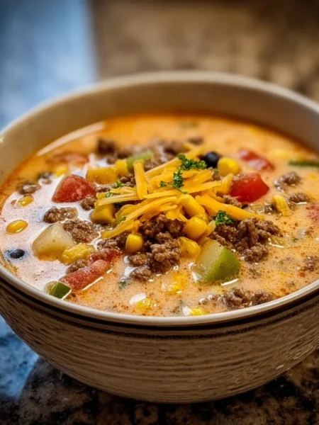 Bowl of Creamy Cowboy Soup garnished with herbs, a cozy dinner option