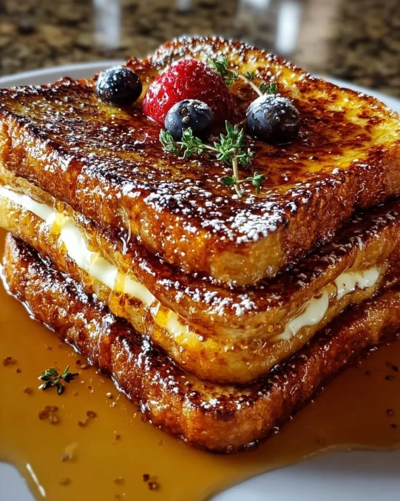 Delicious Crème Brûlée French Toast with a caramelized sugar crust