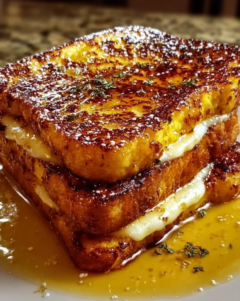 Delicious Crème Brûlée French Toast with caramelized sugar topping