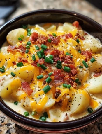 Bowl of Crock Pot Crack Potato Soup with toppings