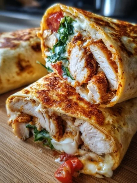 Crunchy crispy air fryer chicken wrapped with mozzarella in a delicious wrap.