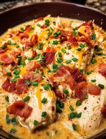 Delicious slow cooker crack chicken recipe with creamy ranch and bacon