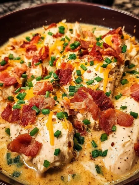 Delicious slow cooker crack chicken recipe with creamy ranch and bacon