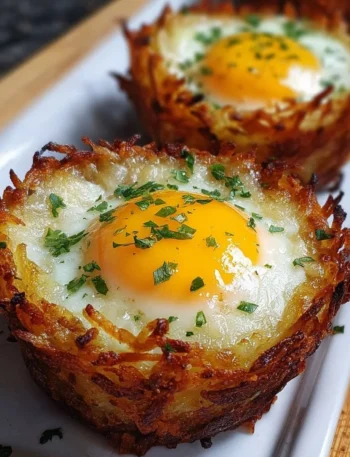 Eggs served in crispy hash brown baskets for a tasty breakfast.