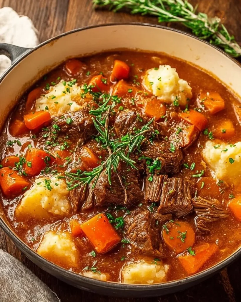 Delicious fall apple cider stew mash served in a rustic bowl.