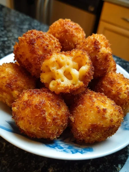 Delicious fried mac and cheese bites served with dipping sauce
