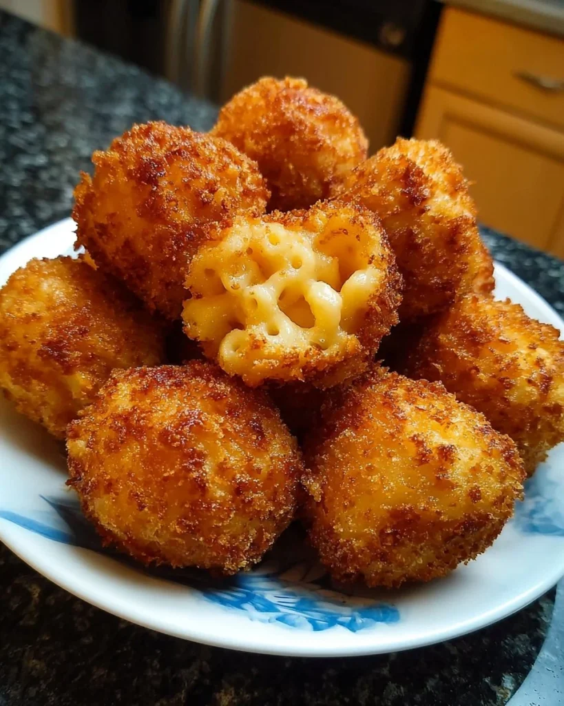 Delicious fried mac and cheese bites served with dipping sauce
