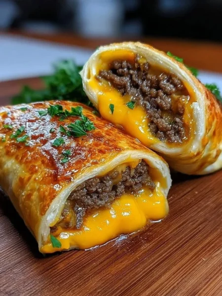 Garlic Butter Beef Cheeseburger Rollups on a plate, showcasing delicious flavors