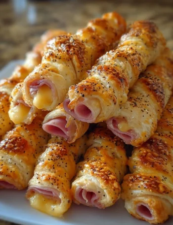 Crispy ham and cheese sticks ready to be enjoyed as a tasty snack
