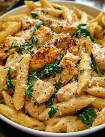 Healthy Garlic Parmesan Chicken Pasta served in a bowl