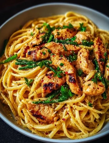 Delicious Cowboy Butter Chicken Linguine served on a plate