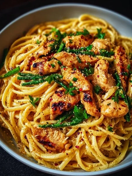 Delicious Cowboy Butter Chicken Linguine served on a plate