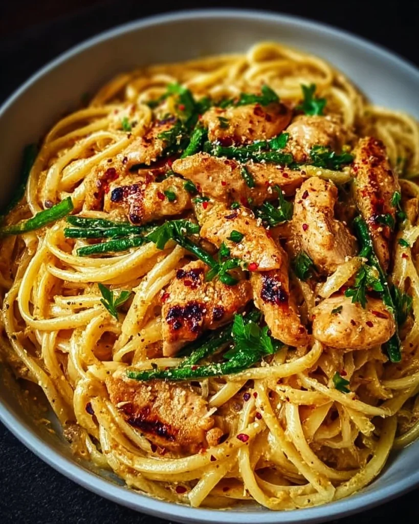 Delicious Cowboy Butter Chicken Linguine served on a plate