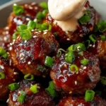 Korean BBQ Meatballs served with spicy mayo dip for a flavorful appetizer