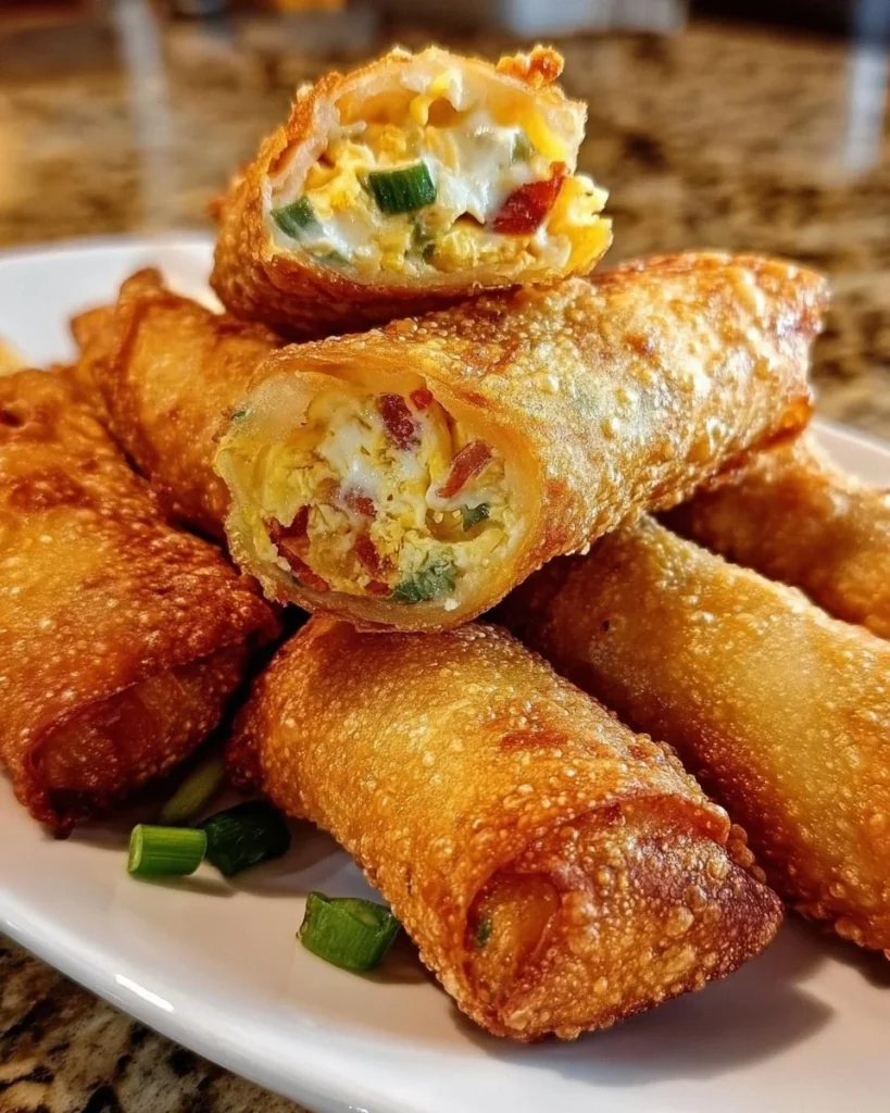 Mini jalapeno popper egg rolls on a serving platter