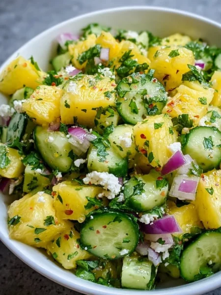 Delicious Pineapple Cucumber Salad with vibrant fruits and vegetables