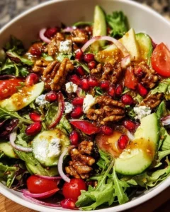 Festive Winter Christmas Salad with Honey Mustard Dressing