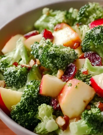 Delicious Apple Broccoli Salad with fresh ingredients in a bowl