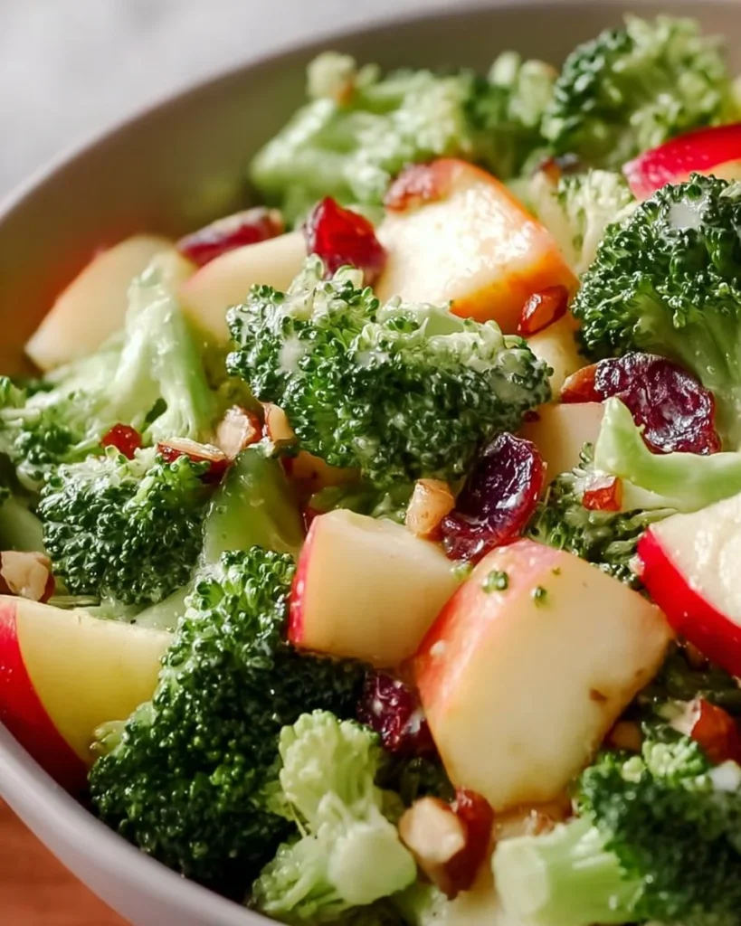 Delicious Apple Broccoli Salad with fresh ingredients in a bowl