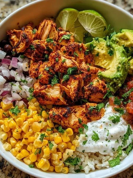 Easy Street Corn Chicken Bowl with succulent chicken and fresh corn