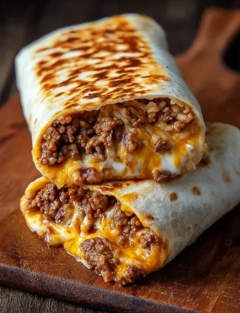Delicious grilled cheese burrito with melted cheese and savory fillings