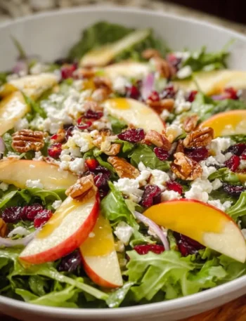 Honeycrisp Apple and Feta Salad with fresh greens and nuts