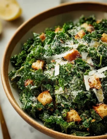 Delicious Lemon Parm Kale Salad with fresh ingredients and Parmesan cheese