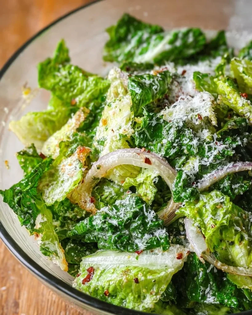 Delicious Lemon Parmesan Salad with fresh greens and grated parmesan cheese