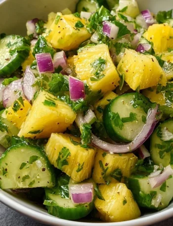 Delicious pineapple cucumber salad with fresh ingredients and vibrant presentation.